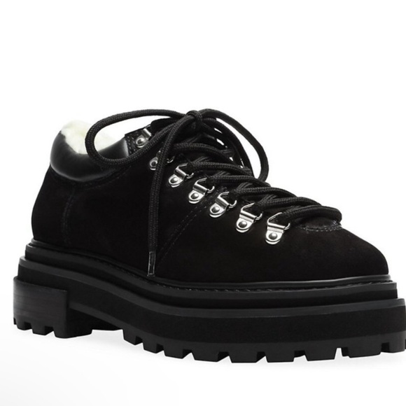 Schutz‎ Lucille boots Faux Shearling Lined Platform lug black NEW 8 - Picture 1 of 6
